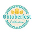 Oktoberfest badge, logo or label design with grunge, rough texture. Circle German, Bavarian beer fest emblem